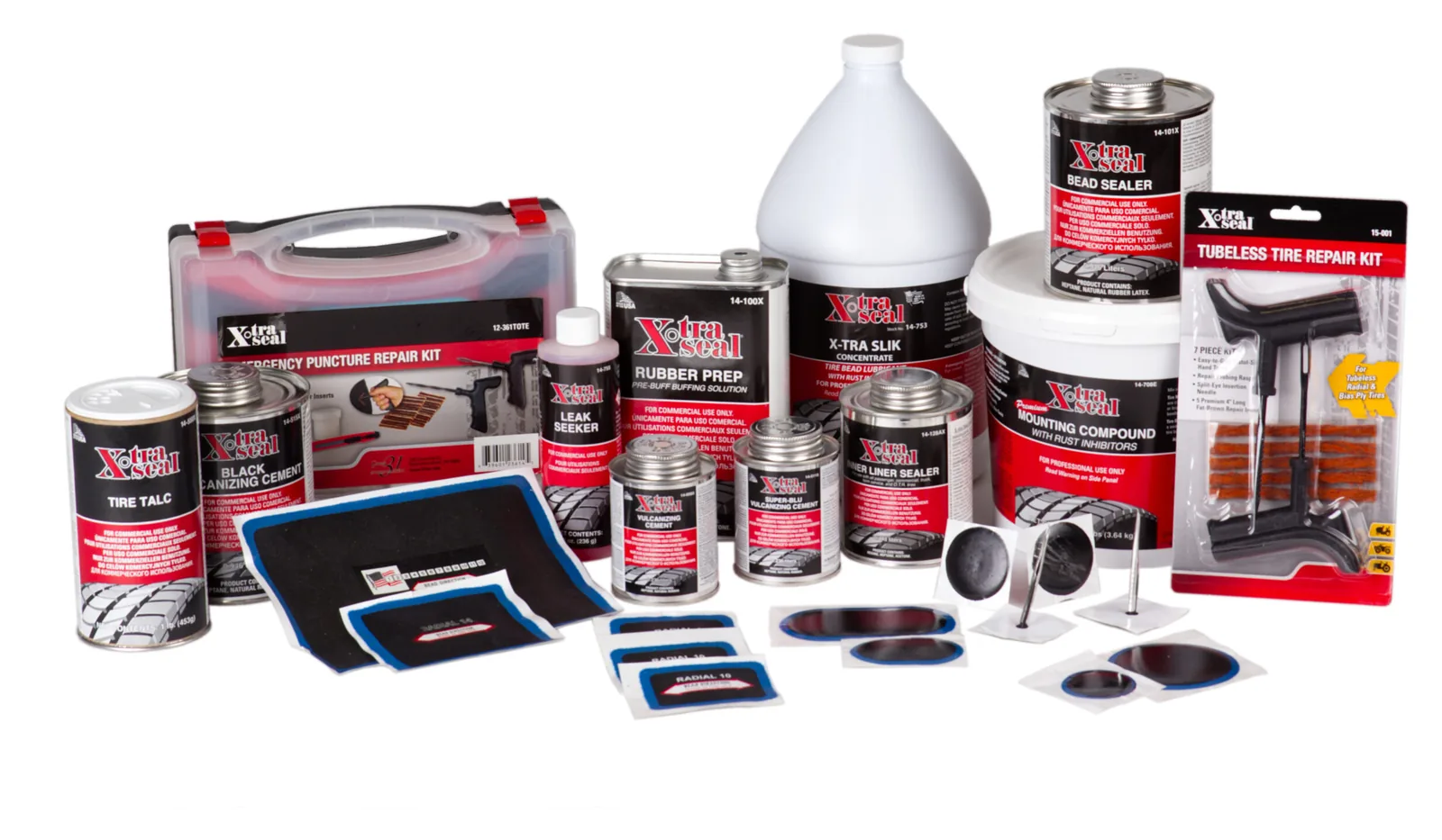 The XtraSeal range: repair patches, puncture inserts, repair kits, vulcanising cements and tyre chemicals